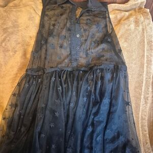 Starry Black Sheer Dress